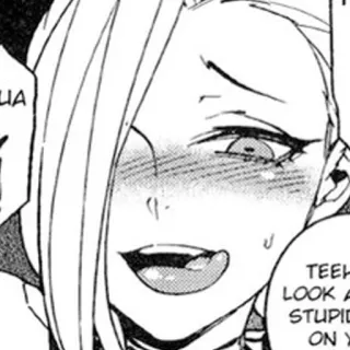 😍 TEEH LOOK AT STUPID ON Y Anime, Manga, Faccia, Espressione, Sorrisetto telegram sticker