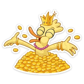 💰 pato, ouro, moedas, coroa, riqueza, joias telegram sticker