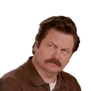 😠 Ron Swanson Parks and Recreation Ron Swanson, Parks and Recreation, Wąsy, Śmieszne, Nick Offerman telegram sticker