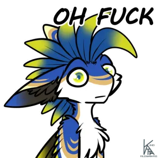 😐 OH FUCK 暴言, 汚い言葉, リアクション, 衝撃, 驚き, 獣人 telegram sticker
