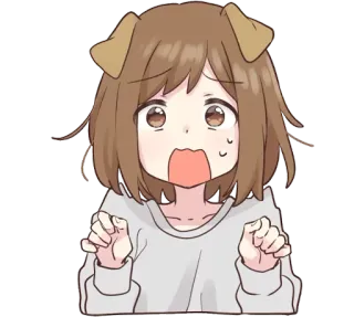 😨 Anime, Telinga anjing, Kawaii, Lucu, Kartun telegram sticker