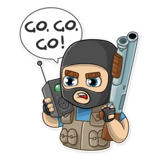 🗣 GO, GO, GO! Counter-Strike, Video game, Arma, Personagem, Go, Shooter, Terrorista telegram sticker