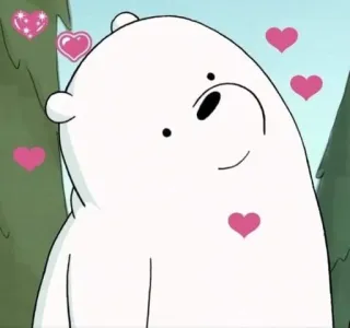 ▫️ Ice Bear We Bare Bears Cartoon, Bär, Süß, Liebe, Herzen, Tier whatsapp sticker