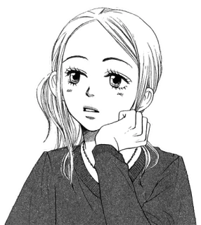 😦 ragazza, manga, disegno, ritratto, bianco e nero telegram sticker
