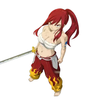 🙃 Erza Scarlet Fairy Tail Anime, Postać, Miecz, Rude włosy, Fantasy, Wojownik telegram sticker
