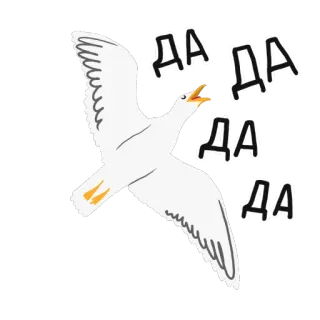🌝 ДА ДА ДА ДА burung camar, burung, terbang, meme telegram sticker