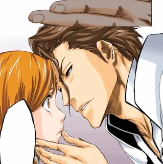 🧬 Sosuke Aizen Bleach 애니메이션, 만화, 로맨스, 키스, 아이젠, 커플 telegram sticker