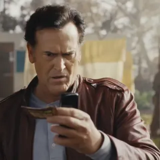 😨 Ash Williams Evil Dead Эш Уильямс, Зловещие мертвецы, ужасы, фильм, Брюс Кэмпбелл, дедайты telegram sticker