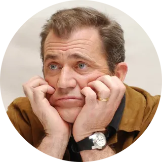 😟 Mel Gibson นักแสดง, คนดัง, ภาพเหมือน, บุคคล, ผู้ชาย telegram sticker