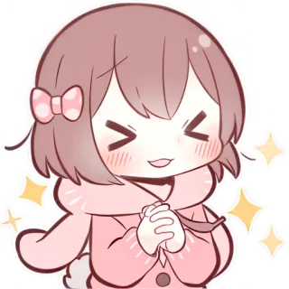 😃 귀여운, 애니메이션, 카와이, 반짝이, 소녀, 분홍색 telegram sticker