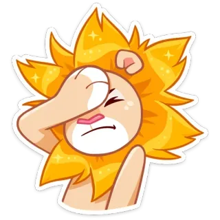 🤦‍♀️ สิงโต, เอามือกุมหน้า, อาย, พลาด, การ์ตูน, สัตว์, สีหน้า telegram sticker