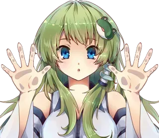 😧 アニメ, 女の子, 可愛い, 緑髪, カエル telegram sticker