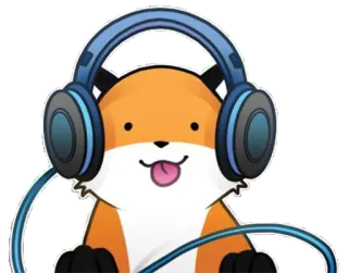 🎧 zorro, auriculares, música, lindo, dibujos animados, animal telegram sticker