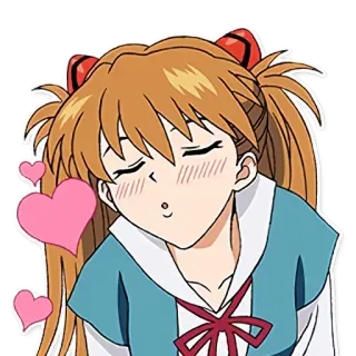 😘 Asuka Langley Soryu Neon Genesis Evangelion anime, kreskówka, dziewczyna, miłość, serce, słodki, postać, Evangelion telegram sticker