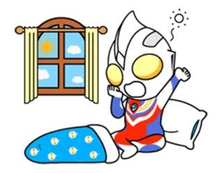 😴 Ultraman kartun, monster, anime, pagi, bangun, mengantuk telegram sticker
