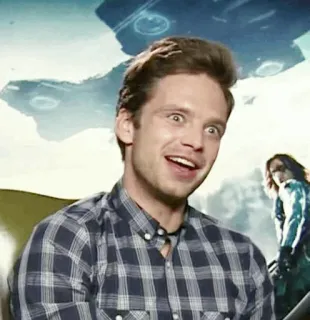 😳 Bucky Barnes Bucky Barnes, Soldado Invernal, Marvel, cara engraçada, super-herói, Sebastian Stan telegram sticker