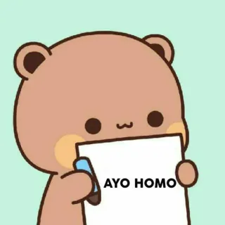 🐻 AYO HOMO cartoon, bear, text, greeting telegram sticker
