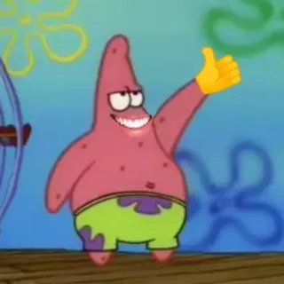 👍 Patrick Star patrick, spongebob, meme, cartoon, thumbs up whatsapp sticker