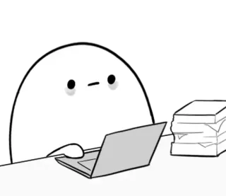 🥚 Desenho animado, Laptop, Escrivaninha, Trabalhando, Computador, Escritório, Digitando telegram sticker