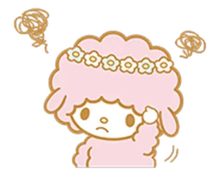 😶 sticker, ovelha, coroa de flores, fofo, desenho animado, animal telegram sticker