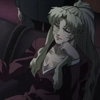😊 Balalaika Black Lagoon Anime, Charakter, Weiblich, Waffe, Militär, Narbe, Blond whatsapp sticker