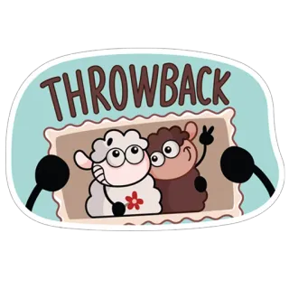 😊 THROWBACK sheep, friends, throwback, cartoon, peace sign, cute, animals whatsapp sticker