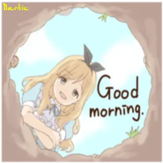 👋 Good morning. доброе утро, аниме, мультфильм, девушка, милый, иллюстрация telegram sticker
