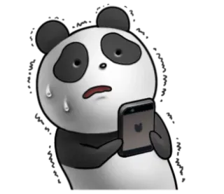 😓 panda, ansioso, preocupado, celular, dibujo animado whatsapp sticker
