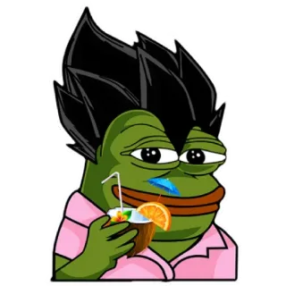 😁 Pepe the Frog pepe, frog, meme, drink, tropical, cartoon, summer telegram sticker