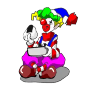 🍙 palhaço, desenho animado, sentado, colorido telegram sticker
