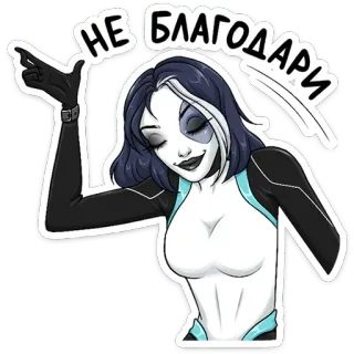 😊 Domino Deadpool НЕ БЛАГОДАРИ Domino, Deadpool, Marvel, Superhéroe, Señalando whatsapp sticker