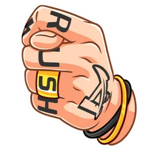 🖕 RUSH pięść, tatuaż, pierścień, kostka, pęd, ramię telegram sticker