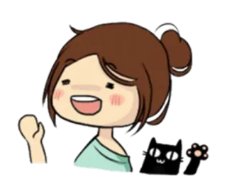 🙋 dessin animé, chat, joyeux, fille, mignon whatsapp sticker