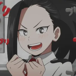 😃 Momo Yaoyorozu My Hero Academia อนิเมะ, มังงะ, มายฮีโร่ อคาเดเมีย, โมโมะ ยาโอโยโรซุ, ตัวละคร, นักเรียน, ฮีโร่ telegram sticker
