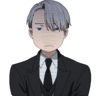 ☹ Victor Nikiforov Yuri on Ice Аниме, Персонаж, Выражение, Серьезный, Мультфильм, Рисунок whatsapp sticker