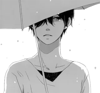 ☔ Anime, Jongen, Paraplu, Regen, Verdrietig, Manga whatsapp sticker
