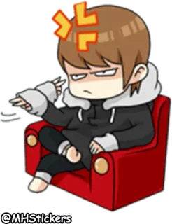 😒 angry, anime, cartoon, character, sitting, attitude telegram sticker