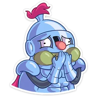 🤢 cartone animato, cavaliere, armatura, preoccupato, paura, triste telegram sticker
