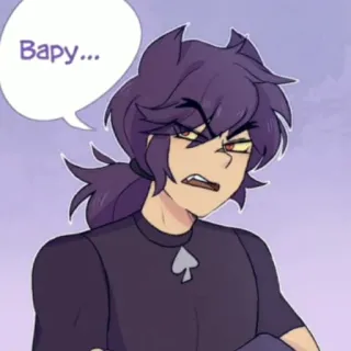 ♠️ Вару... dibujos animados, personaje, pelo morado, picas telegram sticker