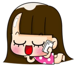 📞 cartoon, character, girl, cute, phone, digital, kawaii whatsapp sticker