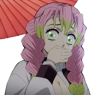 👾 Mitsuri Kanroji Demon Slayer anime, Demon Slayer, Mitsuri Kanroji, Hashira do Amor, envergonhado/a, chocado/a telegram sticker