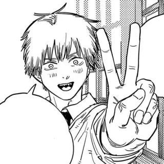 🖇 Denji Chainsaw Man เด็นจิ, เชนซอร์แมน, อนิเมะ, มังงะ, สัญลักษณ์สันติภาพ, ตัวละคร whatsapp sticker