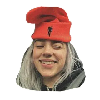 😌 Billie Eilish Billie Eilish, นักร้อง, นักดนตรี, ป๊อปสตาร์, คนดัง, ผู้หญิง, คน, หมวก telegram sticker