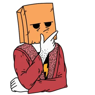 🤔 denken, tüte über dem kopf, verwirrt, cartoon, robe, blitz telegram sticker
