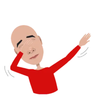 😜 Dab, Pose, Desenho animado, Homem, Careca, Gesto telegram sticker