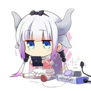 🎮 Kanna Kamui Miss Kobayashi's Dragon Maid Anime, Chibi, Lucu, Gaming, Naga, Kanna telegram sticker