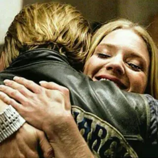 💚 Sons of Anarchy hug, love, couple, motorcycle club, affection, friendship telegram sticker
