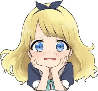 😳 Anime, Dziewczyna, Kreskówka, Blondynka, Słodkie, Kawaii whatsapp sticker