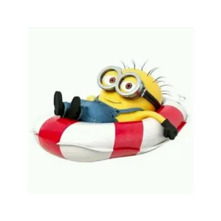 🙇 Minion Minion, Dessin animé, Bouée, Détente, Été, Piscine, Personnage telegram sticker