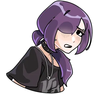 😒 Anime, Gadis, Kartun, Rambut ungu, Emosi, Stiker telegram sticker
